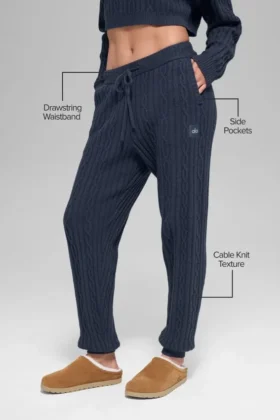 Cable Knit Winter Bliss Pant – Navy