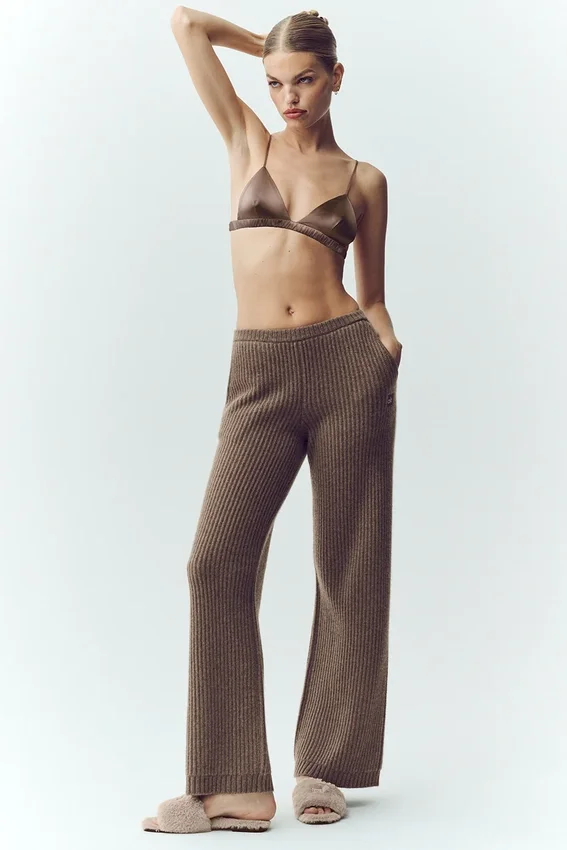 Cashmere High-Waist Northstar Straight Leg Pant - Alpine Cocoa Heather