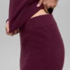 Cashmere High-Waist Plush Waffle Pant - Burgundy