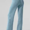 Cashmere High-Waist Plush Waffle Pant - Celestial Blue Heather