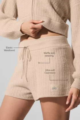 Cashmere High-Waist Plush Waffle Short – Macadamia Blush
