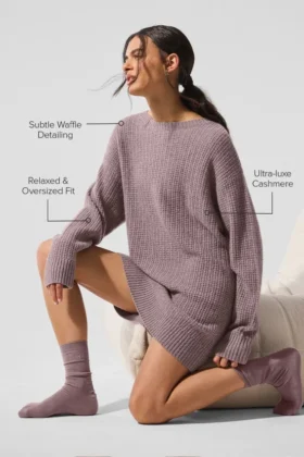 Cashmere Plush Waffle Dress – Mushroom Heather