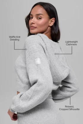 Cashmere Plush Waffle Full Zip Hoodie – Athletic Heather Grey