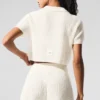 Cashmere Plush Waffle Polo Tee - Ivory