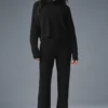 Cashmere Plush Waffle Turtleneck Pullover - Black