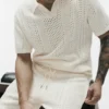 Coastline Knit Short Sleeve Polo - Ivory