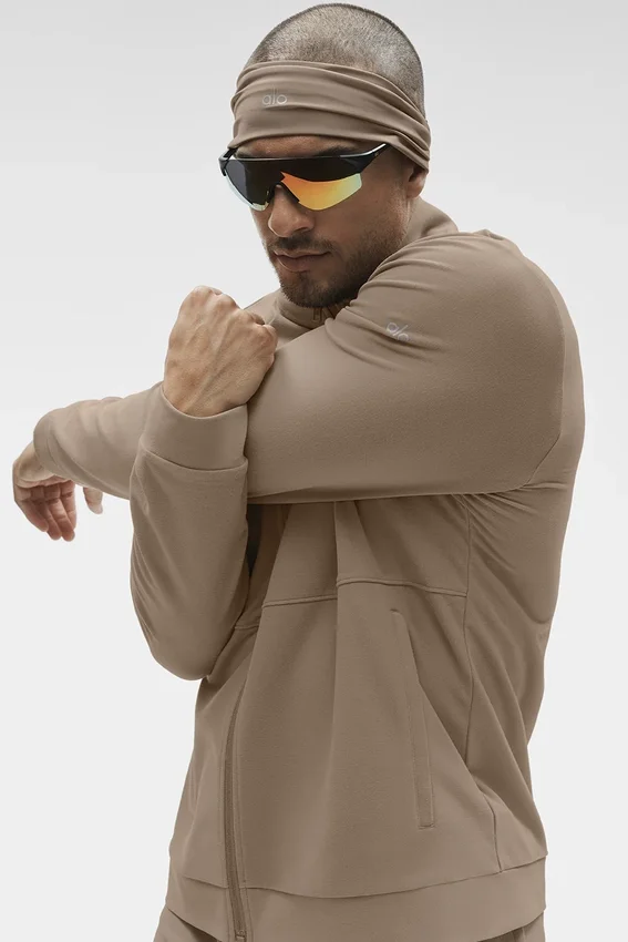 Conquer Max Mock Neck Full Zip - Gravel