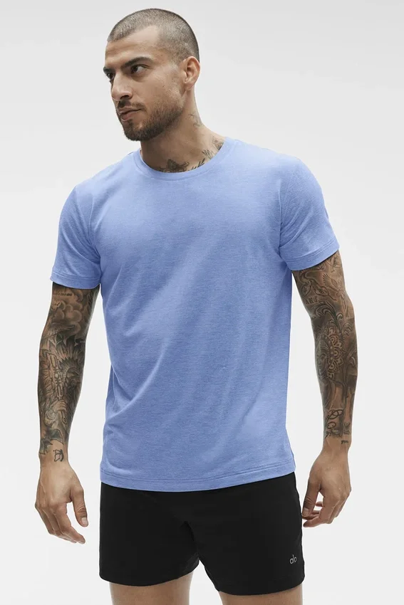 Conquer Reform Crewneck Short Sleeve - Provence Blue Heather