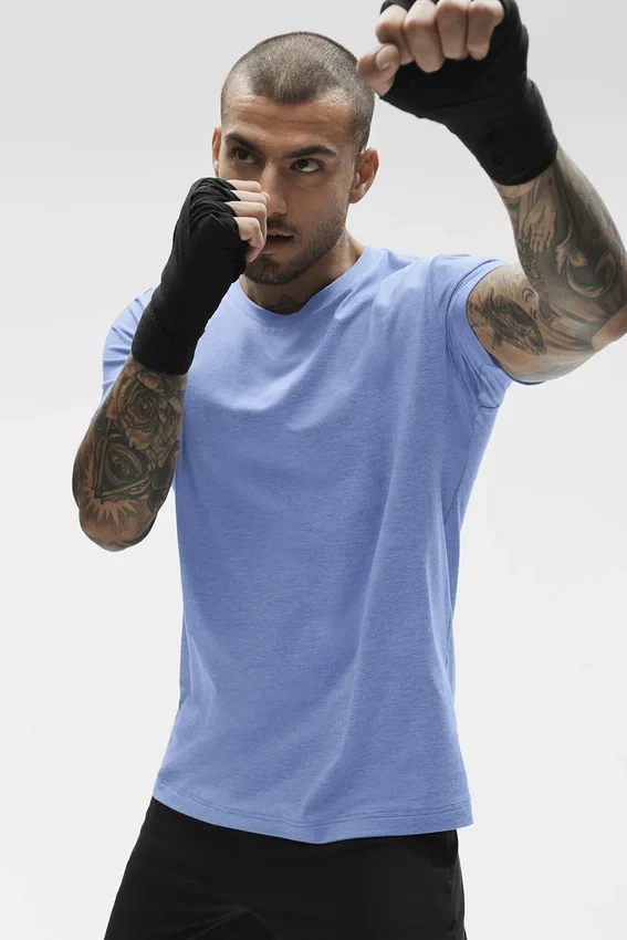 Conquer Reform Crewneck Short Sleeve - Provence Blue Heather