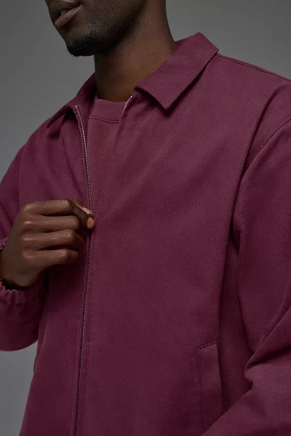 Cotton Canvas Coaches Jacket - Burgundy