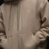 Cotton Canvas Full Zip Hoodie - Gravel
