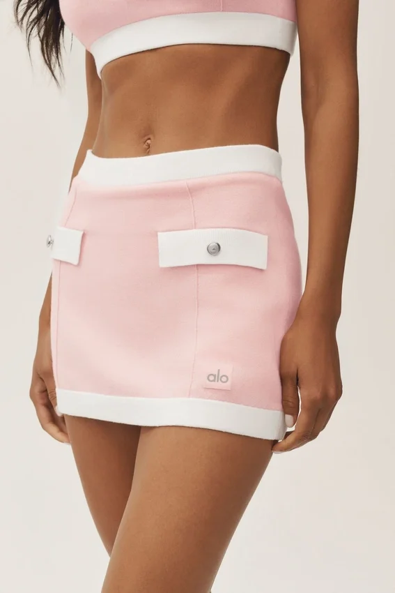 Cotton Cashmere High-Waist Capri Dream Skirt - Sundrenched Pink/White