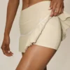 Cotton Cashmere High-Waist My Serve Tennis Skirt - Sandy Beige/White