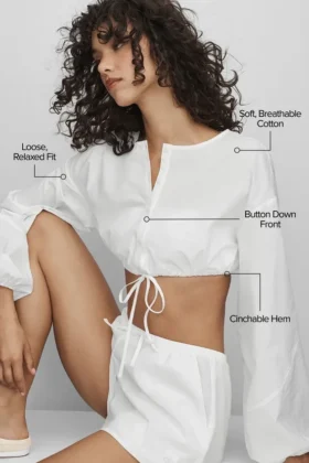 Cotton Cropped Real Deal Long Sleeve – White