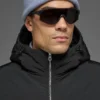 Crinkle Nylon Hooded Stage Puffer - Black