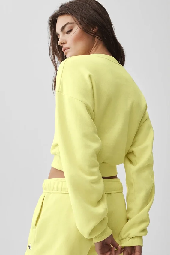 Cropped Accolade Crewneck - Sunshine