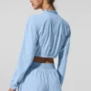 Cropped Breezy Full-Zip Cover up - Seashell Blue