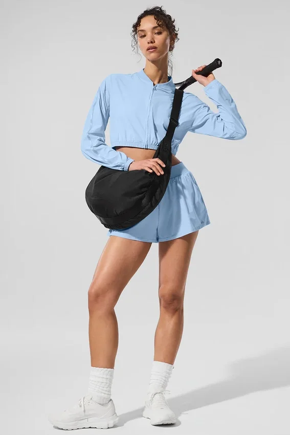 Cropped Breezy Full-Zip Cover up - Seashell Blue
