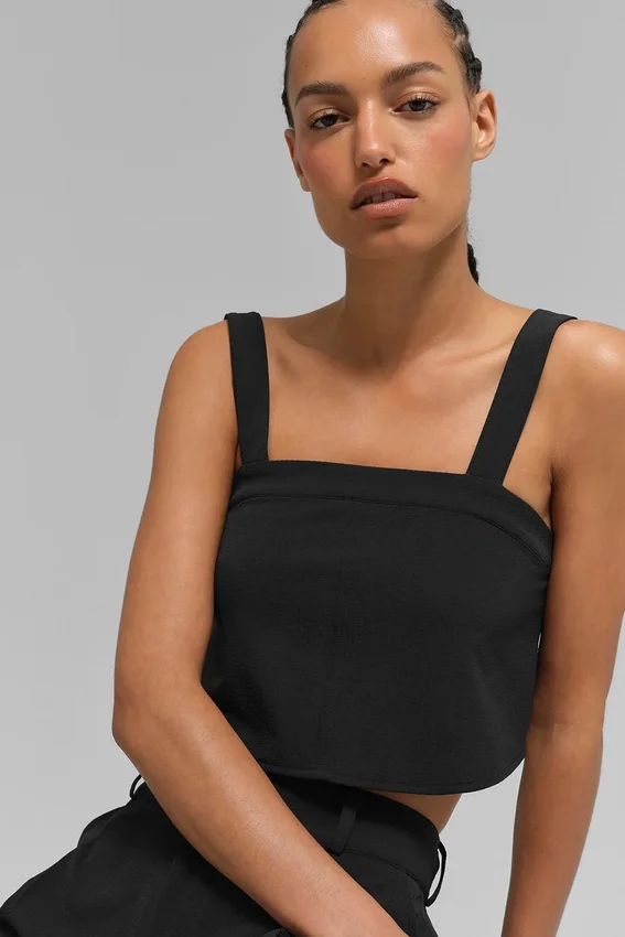 Cropped Dreamscape Tank - Black