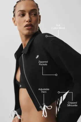 Cropped Fan Favorite Full Zip Jacket – Black