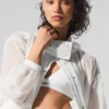 Cropped Game Time Full Zip Jacket - White