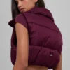 Cropped Gold Rush Puffer Vest - Burgundy