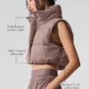 Cropped Gold Rush Puffer Vest - Mushroom