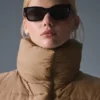 Cropped Gold Rush Puffer Vest - Toasted Almond
