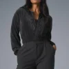 Cropped Micro Plisse Jacket - Black