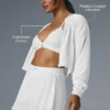 Cropped Micro Plisse Jacket - White
