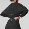Cropped Sway Crew Neck Pullover - Black