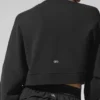 Cropped Sway Crew Neck Pullover - Black