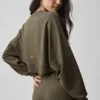 Cropped Sway Crew Neck Pullover - Olive Tree