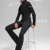 Denim Knit Backless Long Sleeve - Black/Anthracite