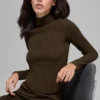 Denim Knit Backless Long Sleeve - Espresso/Black