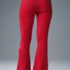 Denim Knit High-Waist Flare Pant - Bold Red/Dark Bold Red