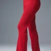 Denim Knit High-Waist Flare Pant - Bold Red/Dark Bold Red