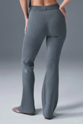 Denim Knit High-Waist Flare Pant – Steel Grey/Anthracite