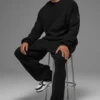 Domain Rib Knit Sweatpant - Black