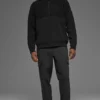 Domain Shift Rib Knit 1/4 Zip Sweater - Black