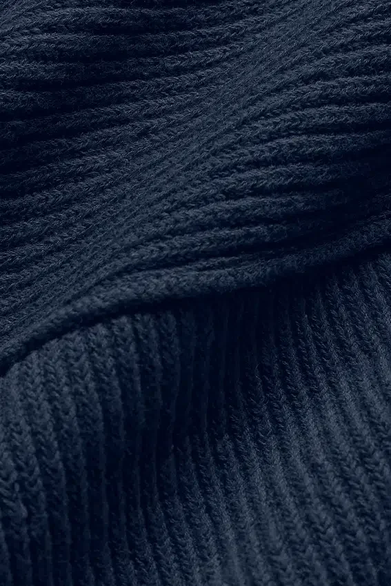 Domain Shift Rib Knit 1/4 Zip Sweater - Navy