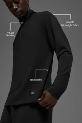 Double Take Long Sleeve 1/4 Zip – Black