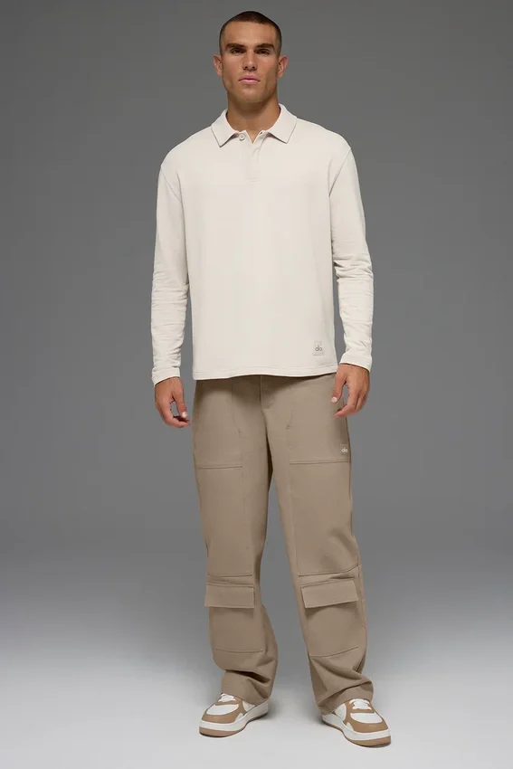 Double Take Long Sleeve Polo - Bone