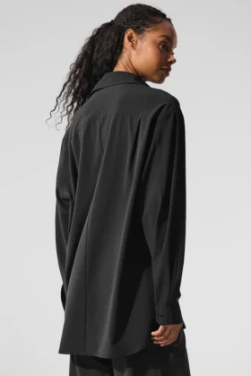 Dreamscape Button Down Long Sleeve – Black