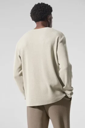 Elevate Waffle Long Sleeve Crew – Bone