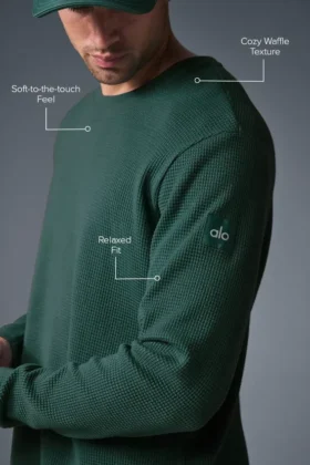 Elevate Waffle Long Sleeve Crew – Winter Ivy