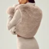 Faux Fur Cashmere Northstar Full Zip - Oat Heather