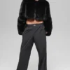 Faux Fur Chic Cropped Jacket - Black