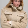 Faux Shearling Snowfall Cropped Jacket - Woodland Tan