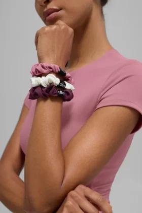 Fresh Mini Scrunchie 3-Pack – Burgundy/Pink Wild Rose/Ivory